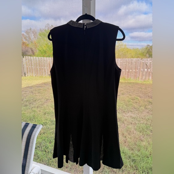 🤎Karl Lagerfeld Paris Women's Black Rhinestone-Trim Pleated Dress Size 16👗 - Picture 6 of 7